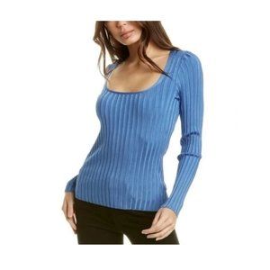 Veronica Beard Clara Square-Neck Ribbed Pullover Sweater